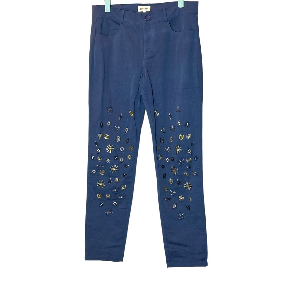 L'AGENCE Beaded Detailing Straight Leg Pants, Size 25